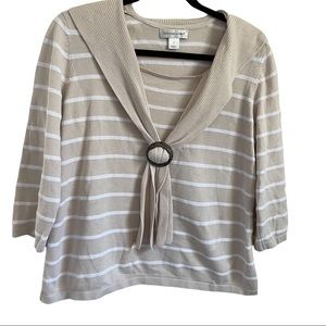 Christopher & Banks Women’s Tan & White Top with attached sc…